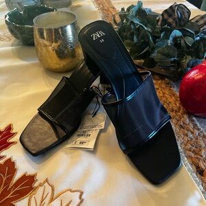 Zara Black Heeled Sandals